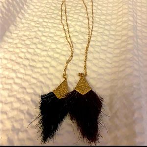 Envious Pyramid reflective plume Goldtone necklace